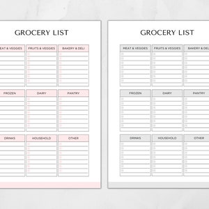 Printable Grocery List Template, Editable Grocery Planner, Food ...