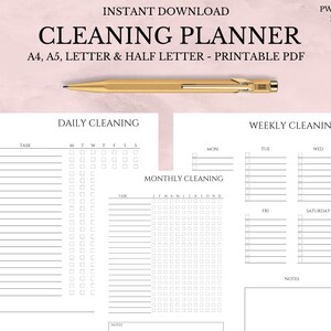 Printable Daily Weekly Monthly Cleaning Planner, Editable Cleaning ...