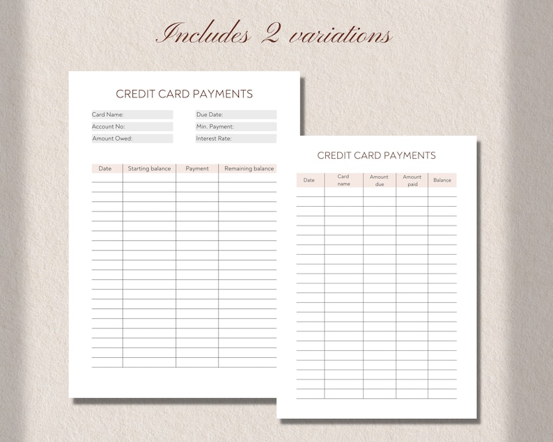 Credit Card Payments Tracker Printable and Editable, Debt Snowball ...