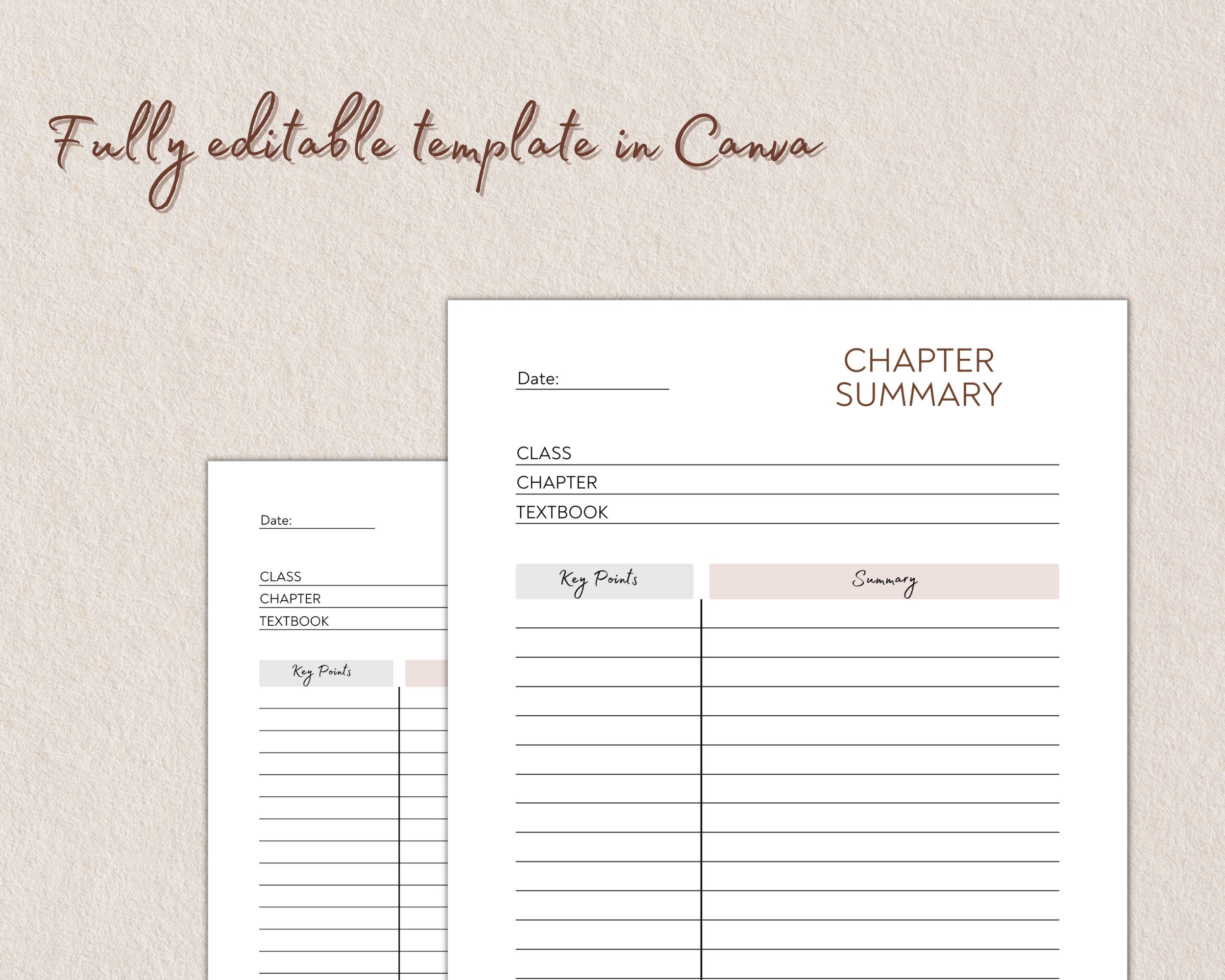 Chapter Summary Sheet for Students, Revision Sheet, Planner Insert, A4 ...