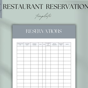 Editable Restaurant Reservation Template Restaurant Table Reservation Form Reservation Sheet Instant Download