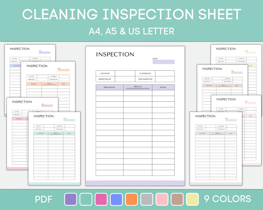 Printable Cleaning Inspection Checklist, Editable Cleaner Inspection