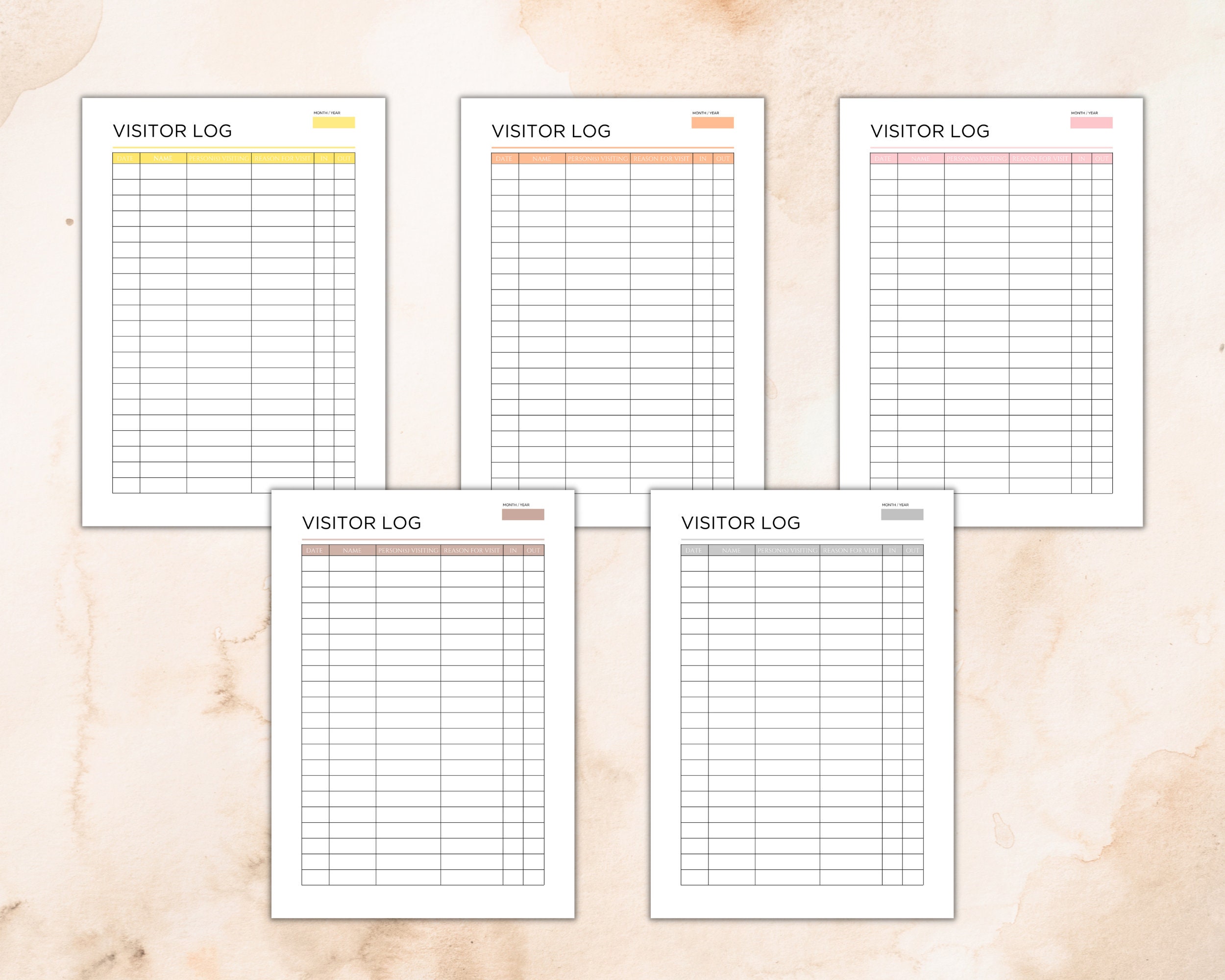 Printable Visitor Log, Visitor Log Sheet, Visitor Logbook, Visitor ...