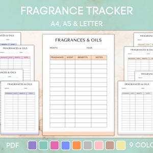 Fragrance and Oil Tracking Form, Printable DIY Candle Maker Soap, Maker Essential Oil List, Instant Download PDF