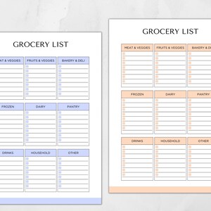 Printable Grocery List Template, Editable Grocery Planner, Food ...