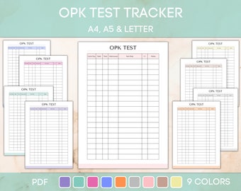 OPK Test Tracker Ovulation Checkliste Fruchtbarkeitsplaner Eisprung Teststreifen TTC Planer Schwangerschaft Log Fruchtbarkeitsplan Printable Bearbeitbar