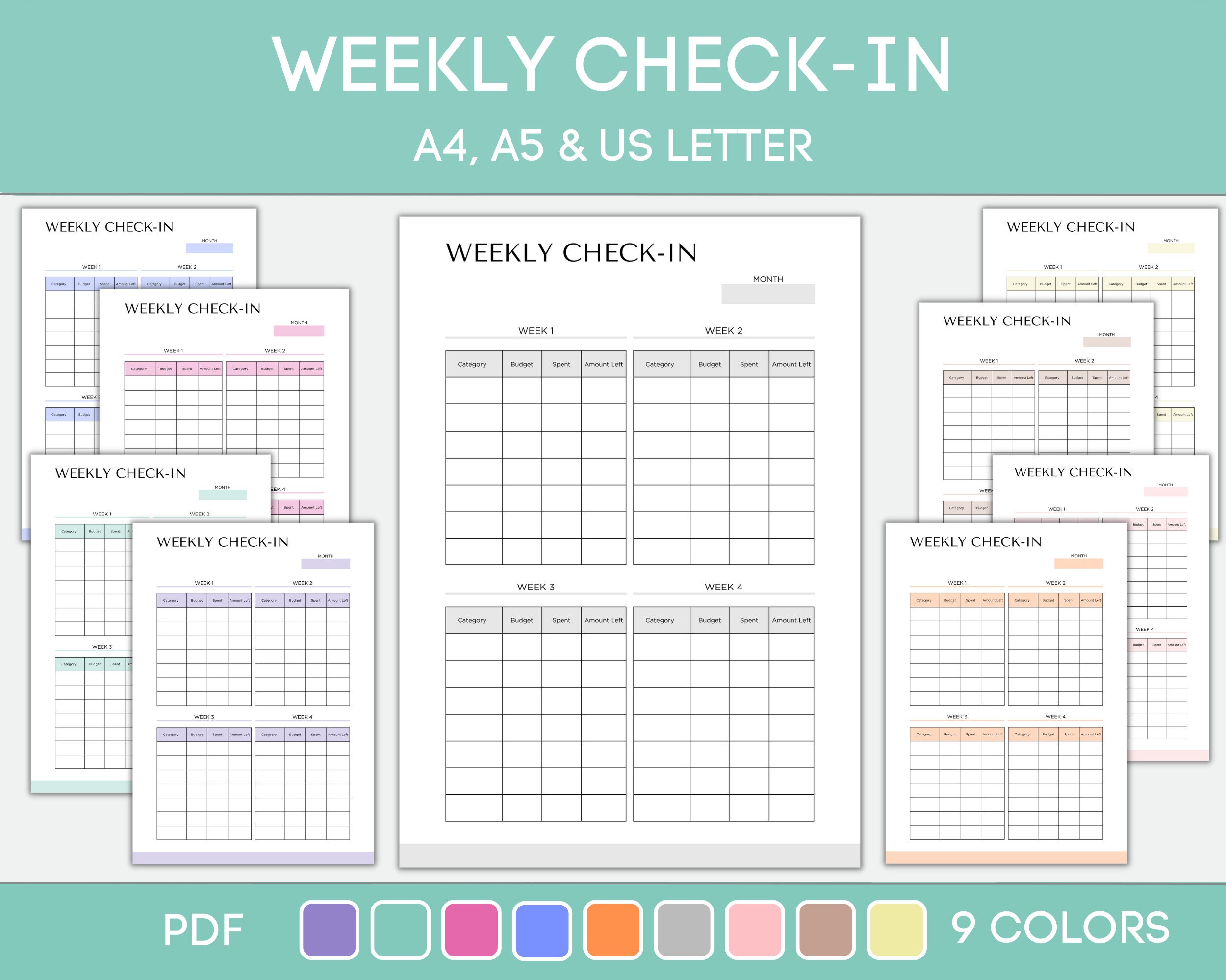 Printable Weekly Checkin Tracker, Editable, Weekly Checkin Planner Printable Weekly Checkin Tracker, Editable, Weekly Checkin Planner