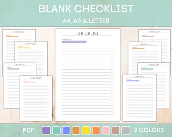 Editable and Printable Blank Checklist, Fillable Checklist for Daily Planning, Simple Checklist Template, Blank list, Instant PDF Download