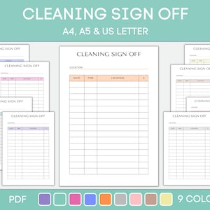 Printable Cleaning Sign Off Sheet, Restroom Cleaning, Bathroom Cleaner, Editable Cleaning Schedule, Cleaning Log, Business Cleaning, PDF