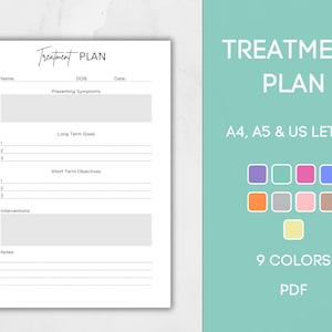 Printable Treatment Plan for Therapists, Editable Therapist Form, Counseling Log, Clinical Documentation PDF
