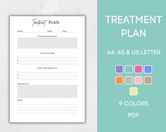 Printable Treatment Plan for Therapists, Editable Therapist Form, Counseling Log, Clinical Documentation PDF