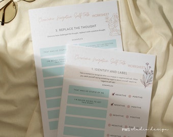 Overcome Negative Self-Talk Worksheet Printable Inner Critic Challenge CBT Worksheets Editable Self Help Tool Positive Therapy Kit