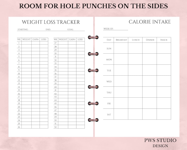 Weight Loss Tracker Printable and Editable, Digital Fitness Journal ...