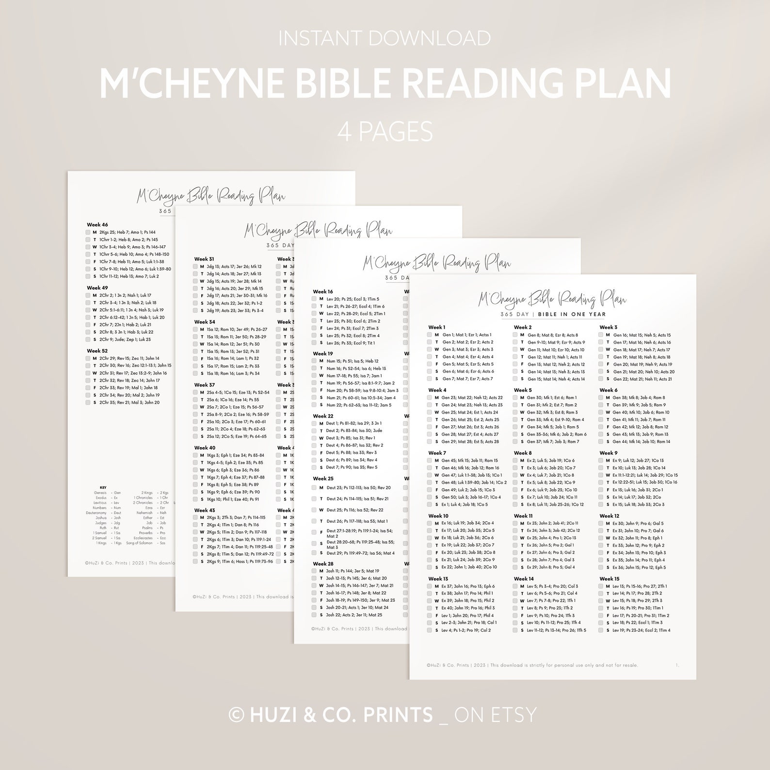 M'cheyne Bible Reading Plan, Bible Reading Plan Printable, 1 Year Bible