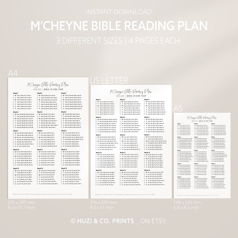 M cheyne Bible Reading Plan Bible Reading Plan Printable Etsy New Zealand