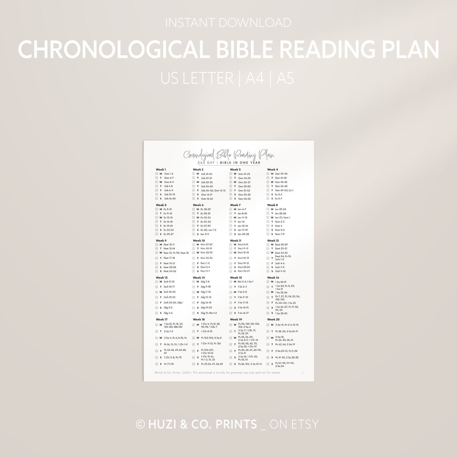 Chronological Bible Plan, Bible Reading Plan Printable, 1 Year Bible ...