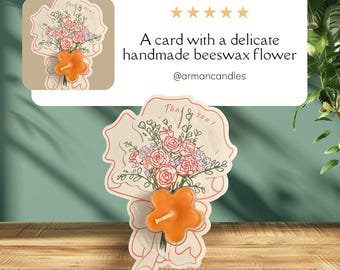 Tarjeta de felicitación con vela de cera de abejas hecha a mano / Regalo natural / Decoración minimalista hecha a mano