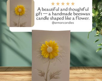 Vela de cera de abeja con tarjeta de felicitación: regalo natural hecho a mano, vela ecológica