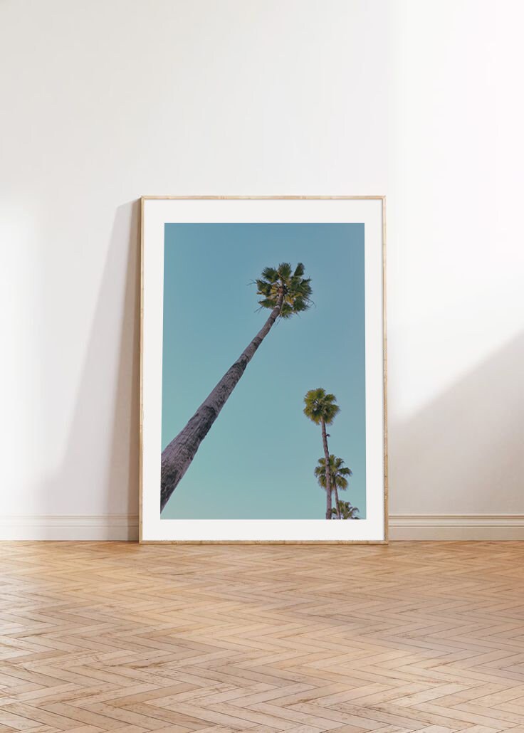 Arte retro de palmeras: minimalista, arte de pared boho, tropical, decoración costera, decoración de playa, art déco, botánico, arte de pared grande, descarga instantánea