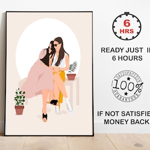 Custom Faceless Portrait: Minimalist Family Sketch Art (Digital PNG, JPG)