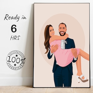 Unique husband's custom gift, Cartoon faceless portrait print, Image illustration for wall decor ideas, Vector art, artwork for Valentine's