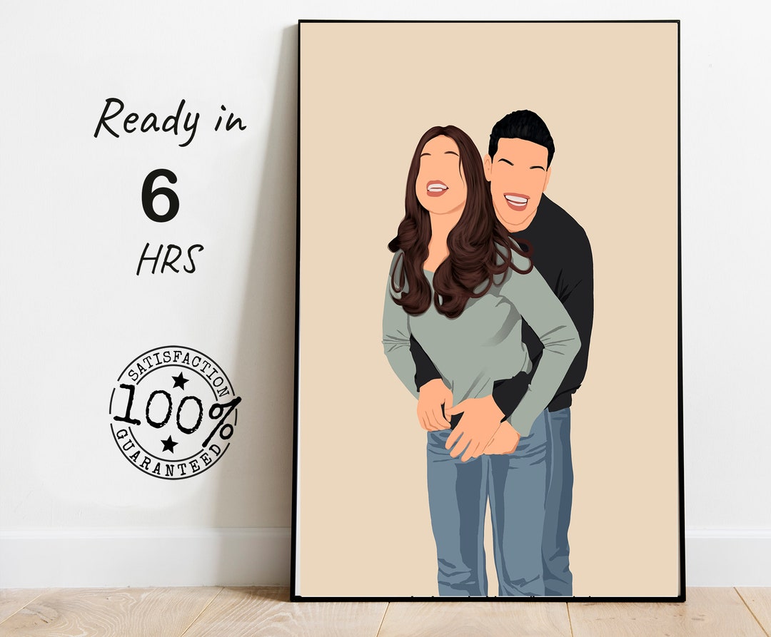 Personalized Couple Portrait Gift, Faceless Portrait Illustration