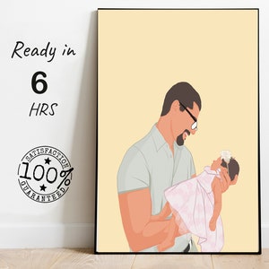 Gift for fathers birthday, faceless portrait print, faceless painting, minimal drawing, gift for man, gift for father, Fathers Day gift