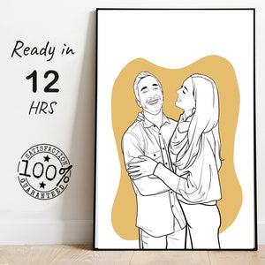 couple line drawing portrait from pic, custom faceless portrait painting, digital line art custom portrait, personalized gift for him
