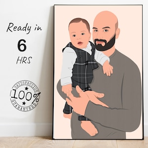 Personalized Father's Day Gift, Custom Dad Portrait, Family Portrait Gift, wall Art, Faceless Portrait, gift for him, Gift for Mom And Dad
