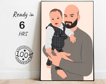Personalized Father's Day Gift, Custom Dad Portrait, Family Portrait Gift, wall Art, Faceless Portrait, gift for him, Gift for Mom And Dad