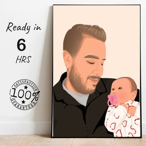 Custom Father Portrait from Photo: Unique Birthday Gift (Digital)