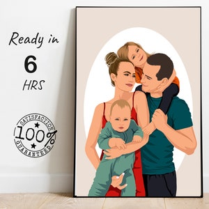 Regalo personalizado para la familia, retrato de caricatura, regalo personalizado para el día del padre, retrato personalizado sin rostro, regalo familiar, regalo de inauguración de la casa para mamá