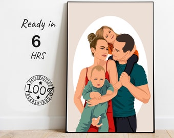 Cadeau personnalisé pour la famille, Portrait de petite fille, Cadeau personnalisé pour la fête des papas, Portrait sans visage personnalisé, Cadeau de famille, Cadeau de pendaison de crémaillère pour maman