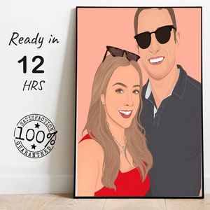Paar Illustration Geschenk für Freund, digitale Malerei Portrait für Paar, druckbare Cartoon Zeichnung, druckbare Verlobungs Geschenk von pic