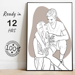 Umriss Wandkunst, nur Linie Porträt, Linie Kunst Foto, Paar nur Linie Zeichnung, personalisierte Wandkunst Geschenk für Freund