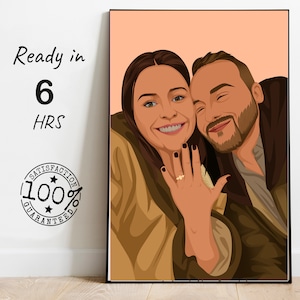 Personalized boyfriend's artwork, Cartoon faceless portrait illustration for unique decor, Image illustration, Personalized couple portrait