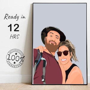 Dibujo artístico personalizado de pareja sin rostro, pintura fotográfica personalizada para él, regalo personalizado para novio a partir de una foto, retrato familiar sin rostro imprimible