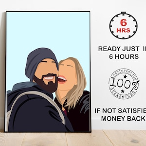 custom avatar from photo, anniversary painting gift, wall art painting from photo, Painting without eyes from pho, Quick gift downloadto,