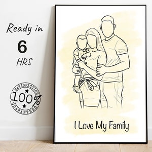 Custom One Line Portrait: Faceless Family Art (Digital PNG, JPG)
