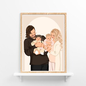 Regalo di famiglia personalizzato, regalo di anniversario di famiglia, ritratto di famiglia illustrato a mano, regalo di compleanno per il papà, regalo commemorativo per la mamma, ritratto di famiglia personalizzato