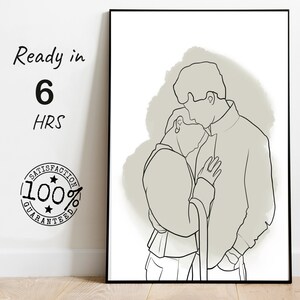 Custom Couple Portrait from Photo: Minimalist Line Art (Digital File)
