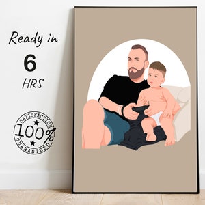 gift for Dad love, gift for man, custom portrait for Da, personalized drawing for dad gift, father faceless portrait, faceless drawing