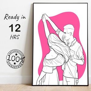 couple line drawing, faceless portrait, one line painting, Sketch portrait print gift, line art painting, line art illustration print gift