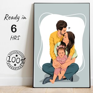 Regalo de aniversario personalizado, dibujo sin rostro, retrato familiar, ilustración minimalista, decoración de pared imprimible para el Día de la Madre, regalo de cumpleaños para papá.