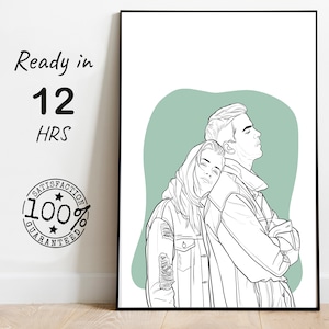 Dipinto personalizzato con una sola linea, illustrazione di famiglia con linee artistiche, ritratto minimalista senza volto, disegno personalizzato con linee, stampa di ritratti artistici digitali