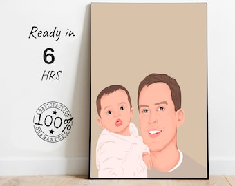 cadeau pour papa amour, cadeau pour homme, portrait personnalisé pour Da, dessin personnalisé pour cadeau papa, portrait sans visage père, dessin sans visage