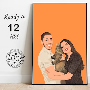 Printable Family Faceless Portrait , custom Engagement portrait from photo, custom faceless print, custom cartoon illustration from photo,