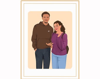 Best Friends Custom Drawing, Couple or Friend Digital Art, Hand Drawn Portrait of Duo, Gift for Friends or Siblings,sibling portrait
