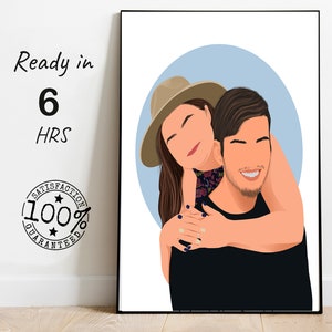 Personalized Faceless Couple Portrait: Anniversary Art Gift (Digital PNG, JPEG)
