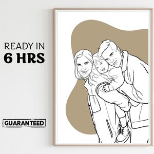 Ritratto di famiglia personalizzato, arte minimalista senza volto, regalo di Natale unico, arte murale di famiglia personalizzata, arte di famiglia da foto, foto senza volto